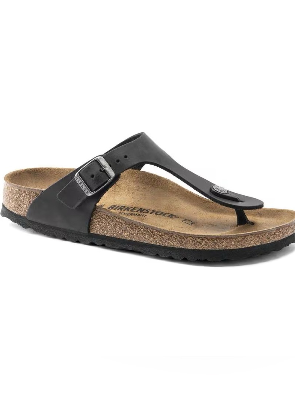 Birkenstock Gizeh Natural Leather Oiled Sandals Sz 35 Black